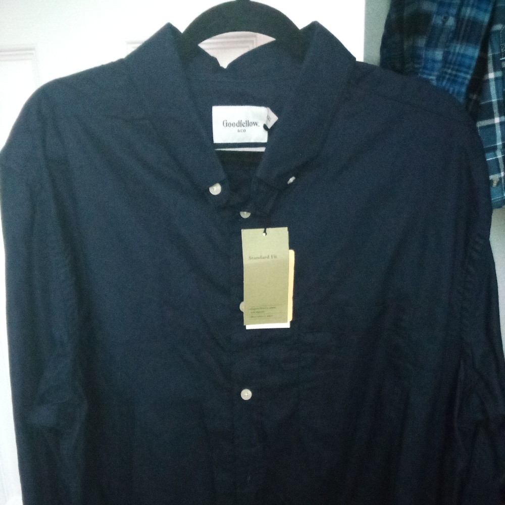 Men's XLT Goodfellow Long Sleeve Navy Blue Shirt NWT